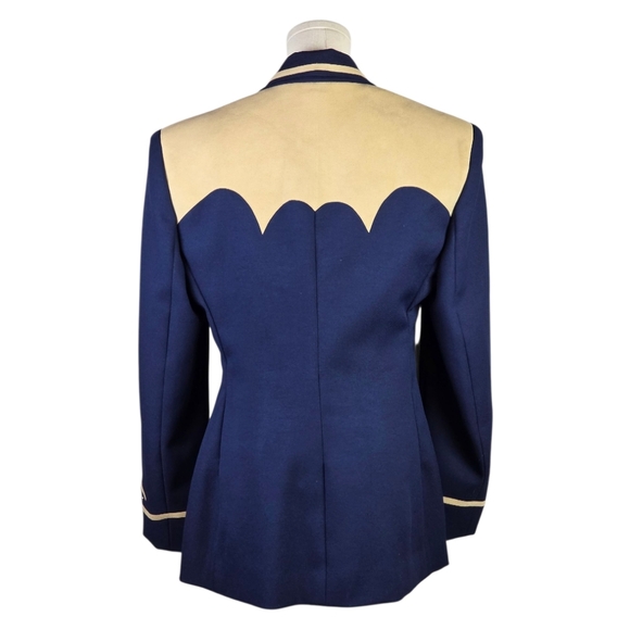 SOLD Vintage On The Rail Western Blazer M Navy Tan Faux Suede Trim Rodeo Jacket - Picture 5 of 8